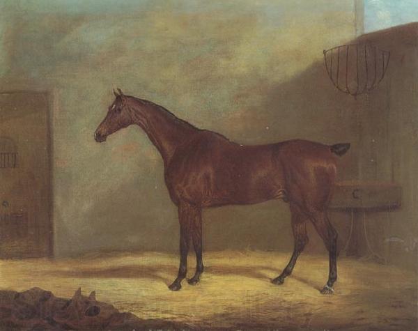 John Boultbee A Chestnut Hunter With A Groom By a Building